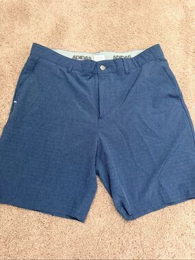 Adidas Mens Blue Slate Heathered Flat Front Golf Shorts Performance Size 36